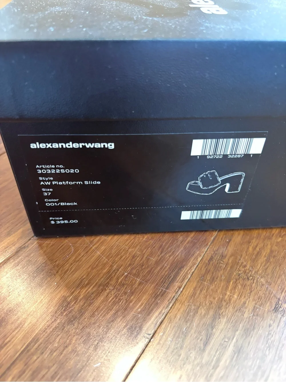 Alexander Wang Black Platform Slide with Logo Strap